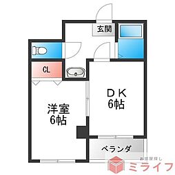 ゴッドフィールド3 1DKの間取図画像
