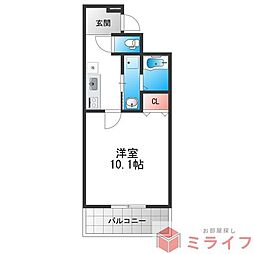フジパレス針中野 1Kの間取図画像