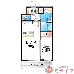 プレサンス天王寺ヴィヴァン 1LDKの間取図画像