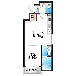 GRAND FUSE 1LDKの間取図画像