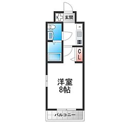 コラボ天王寺 1Kの間取図画像