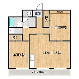 ハイジマビル 5階2LDKの間取り