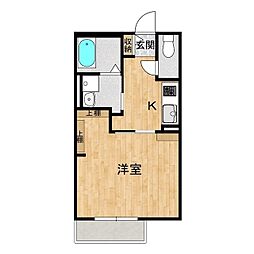 桂ハイム常磐 2階1Kの間取り