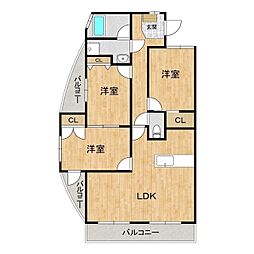 グランスクエア赤塚 5階3LDKの間取り