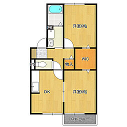 仲屋コーポ大宮 2DKの間取図画像