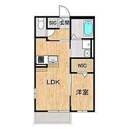 桂ハイム常磐 1階1LDKの間取り