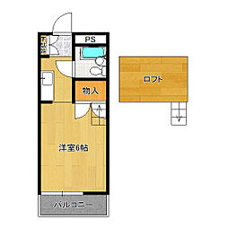 ワインハイツB棟 ワンルームの間取図画像