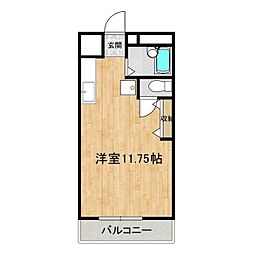 コーポピアなかやまC棟 1Kの間取図画像