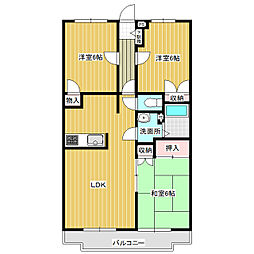 サンハイツ見和B棟 3LDKの間取図画像