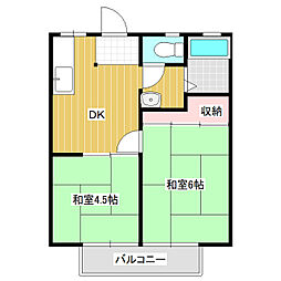 大塚南ハイツ 2DKの間取図画像