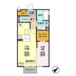 メルヴェーユ 1LDKの間取図画像