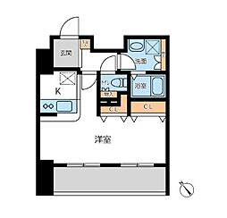 東京メトロ南北線 六本木一丁目駅 徒歩2分の賃貸マンション 10階1Kの間取り