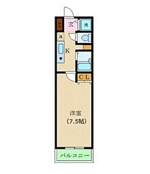 カスタリア新宿 1Kの間取図画像