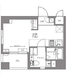 スカイコート新宿曙橋 ワンルームの間取図画像