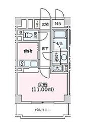 都営新宿線 市ヶ谷駅 徒歩7分の賃貸マンション 5階ワンルームの間取り