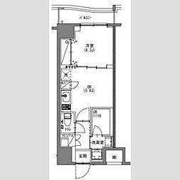 東京メトロ丸ノ内線 新宿御苑前駅 徒歩5分の賃貸マンション 9階1DKの間取り