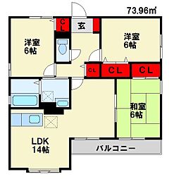スターリーシエルエーグル 3LDKの間取図画像