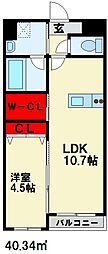 Regno永犬丸 1LDKの間取図画像