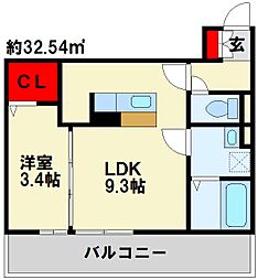 Sakura 1LDKの間取図画像