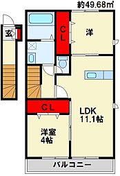 ラシュレ 2LDKの間取図画像