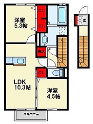 メゾンパークス白岩 2LDKの間取図画像