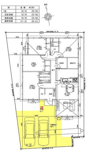 建物プラン例（1号地）平屋　延床面積98.54m2
