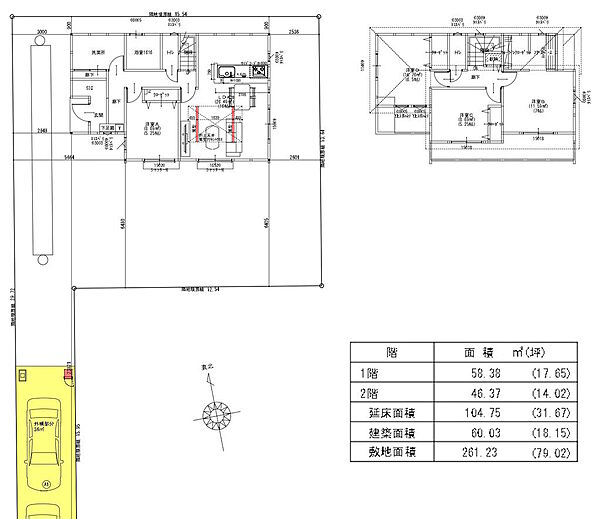 建物プラン例（3号地）2階建　延床面積104.75m2