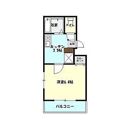 フォセットハウス 1Kの間取図画像
