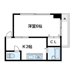 ベル・カルフール 1Kの間取図画像
