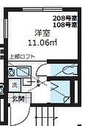 JR総武線 平井駅 徒歩9分の賃貸アパート 2階ワンルームの間取り