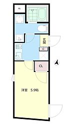 JR総武線 平井駅 徒歩8分の賃貸マンション 1階1Kの間取り