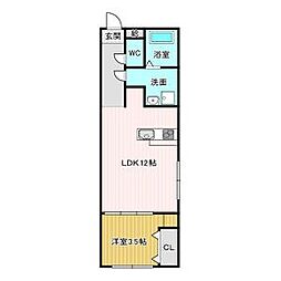 名古屋市営鶴舞線 鶴舞駅 徒歩10分の賃貸マンション 4階1LDKの間取り