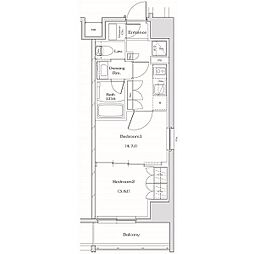 ザ・パークハビオ名古屋松原 2Kの間取図画像