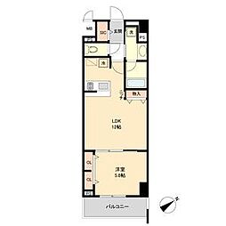 JR中央本線 鶴舞駅 徒歩9分の賃貸マンション 2階1LDKの間取り