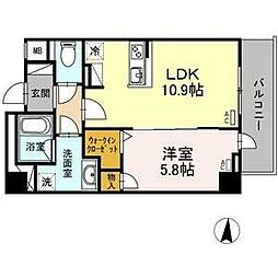 レジデンス丸の内七間町 1LDKの間取図画像