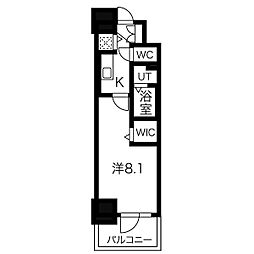 エスリード今池ルミナス 1Kの間取図画像
