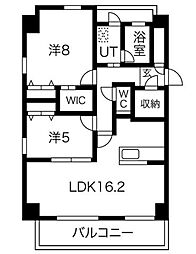名古屋市営鶴舞線 荒畑駅 徒歩10分の賃貸マンション 2階2LDKの間取り