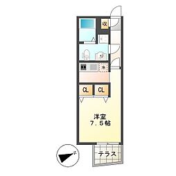 名古屋市営東山線 今池駅 徒歩5分の賃貸マンション 1階ワンルームの間取り