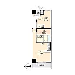 名古屋市営東山線 新栄町駅 徒歩9分の賃貸マンション 6階1SLDKの間取り