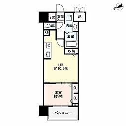 名古屋市営東山線 新栄町駅 徒歩10分の賃貸マンション 4階1LDKの間取り