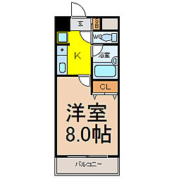 名古屋市営東山線 覚王山駅 徒歩4分の賃貸マンション 2階1Kの間取り