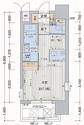 名古屋市営鶴舞線 鶴舞駅 徒歩3分の賃貸マンション 8階ワンルームの間取り