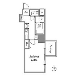 名古屋市営名城線 矢場町駅 徒歩6分の賃貸マンション 8階1Kの間取り