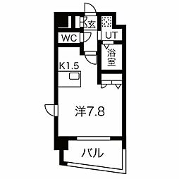 名古屋市営東山線 千種駅 徒歩2分の賃貸マンション 3階ワンルームの間取り