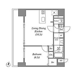 名古屋市営名城線 矢場町駅 徒歩9分の賃貸マンション 5階1LDKの間取り