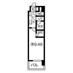 名古屋市営東山線 今池駅 徒歩5分の賃貸マンション 4階1Kの間取り