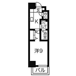 JR中央本線 鶴舞駅 徒歩4分の賃貸マンション 10階1Kの間取り