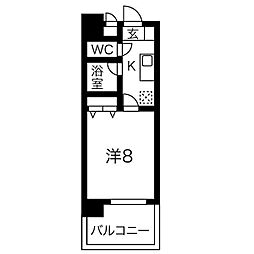 名古屋市営東山線 池下駅 徒歩4分の賃貸アパート 8階1Kの間取り