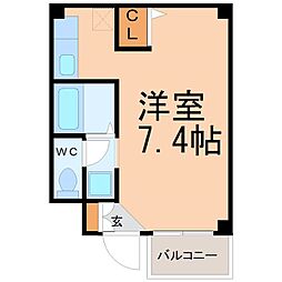 名古屋市営桜通線 吹上駅 徒歩1分の賃貸マンション 2階ワンルームの間取り