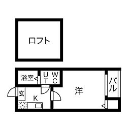 名古屋市営東山線 今池駅 徒歩10分の賃貸アパート 2階1SKの間取り